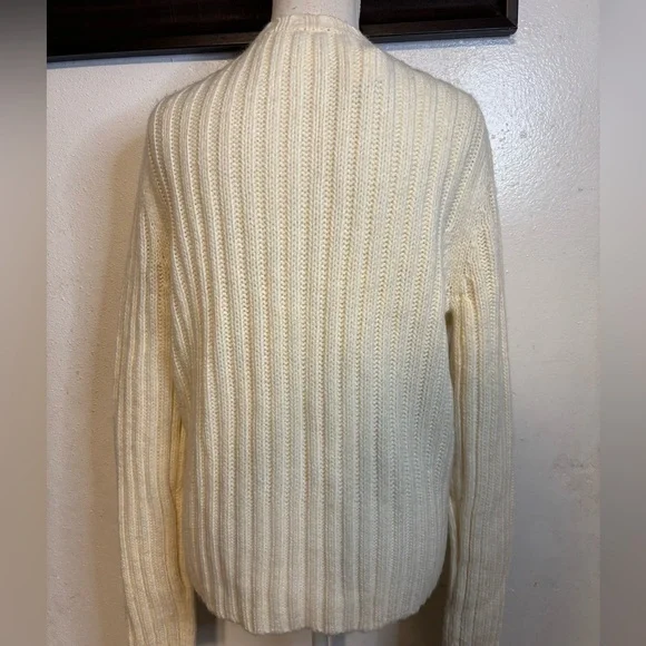 LOFT Cream Faux Fur Cardigan Sweater
